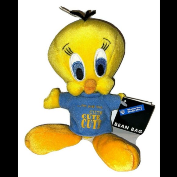 Tweety Bird Bean Bag Plush Toy Warner Bros Studio Store 1998 "...too CUTE" NWT - Picture 2 of 8